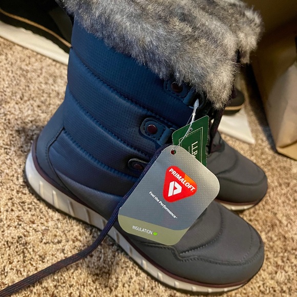 L.L. Bean Shoes - Navy Winter Boots with Faux Fur Trim
